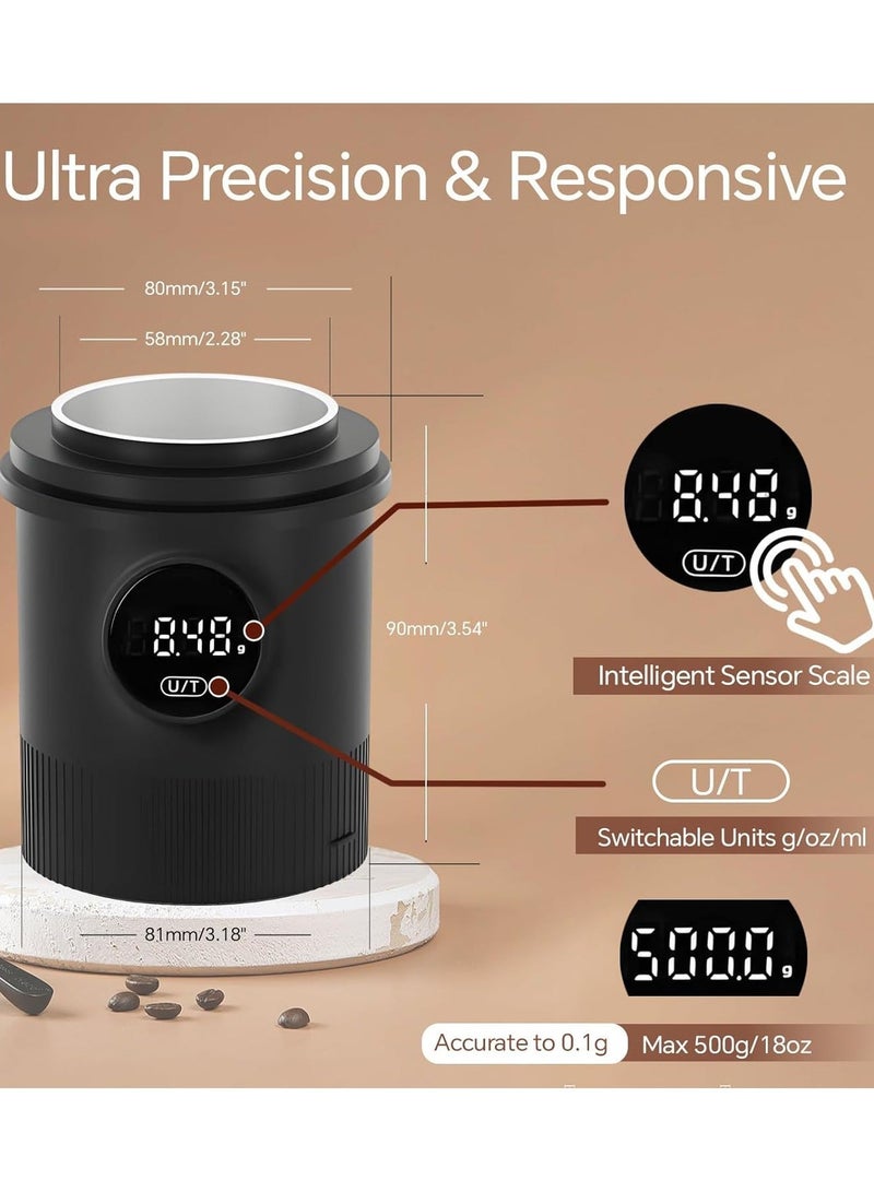Coffee Dosing Cup with Built-In Scale, 0.05g High Precision, 500g Capacity, USB-C Rechargeable, Food-Grade Stainless Steel, Fits 58mm Portafilter – Perfect for Espresso & Drip Coffee - Image 4